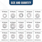 225 Pcs Metric Fender Washers Assortment Kit, 304 Stainless Steel - style: Fender