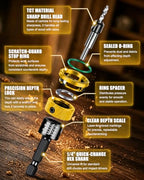 9PCS Countersink Drill Bit Set with Adjustable Depth Stopper - color: Golden, size: Standard - Manual Adjustment