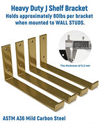 LEOPO 12 inch Shelf Bracket for DIY Floating Shelf, 1/5 inch Thick Heavy Duty Bracket, 6 Pack, Golden - size: 11.25"-6 Pack
