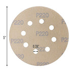 5-Inch 8-Hole Hook and Loop Sanding Discs, Orbital Sander Sandpaper Discs, 100 Pieces Round Sandpaper Set, 220 Grit - size: 220-Grit