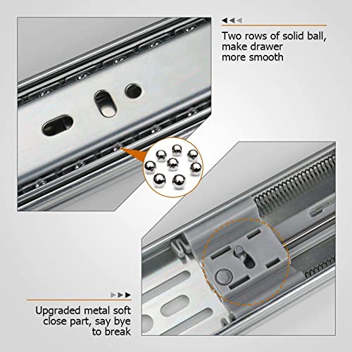 LONTAN 1 Pair Soft Close Drawer Slides 16 Inch Heavy Duty Cabinet Rails - color: Silver-Soft Close, size: 16 Inch - Drawer Slide