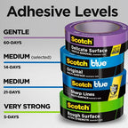 ScotchBlue Original Multi-Surface Painter's Tape, 0.70 Inches x 60 Yards, 1 Roll, Blue, Paint Tape Protects Surfaces and Removes Easily, Multi-Surface Painting Tape for Indoor and Outdoor Use - size: 0.70" Width (Pack of 2)
