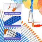 AROIC Small Paint Brushes Bulk,160 Pcs Acrylic Flat Round Pointed Brushes - color: Blue, size: 80 Flat + 80 Round