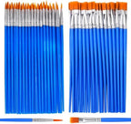 AROIC Paint Brushes Set,110 Pcs Flat & Fine Nylon Acrylic Brushes Bulk - color: Blue, size: 55 Flat + 55 Fine