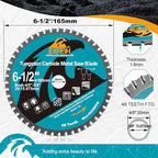 6-1/2" 48T Metal Circular Saw Blade - EXFEIN Tungsten Carbide Tipped Saw Blade Arbor 4/5" for Metal Sheet or Pipe, Angle Iron, Rebar, Ferrous Metals, Non-Ferrous Metals - size: 6-1/2"