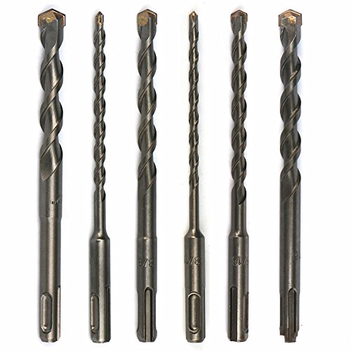 6PCS, SDS Rotary Hammer Bit Kit Carbide Drill Bits Group Sets of Concrete Masonry Wall