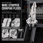 Multifunctional Foldable Automatic Wire Stripper and Cutter, Portable Crimping Tool for and Stripping tools & home improvement - color: Black