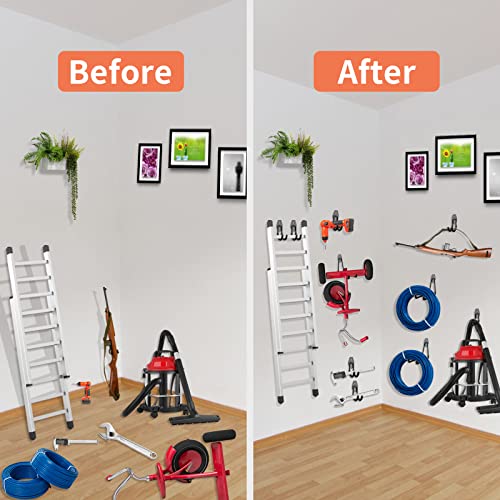 HUPBIPY 12 Pack Garage Hooks Heavy Duty, Wall Mount Ladder Hooks - color: 12 Pack Black