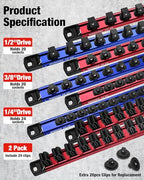 WORKPRO 8-Piece Magnetic Socket and Screwdriver Organizer Set - size: 6pc Socket Rail & 2pc Screwdriver Rail