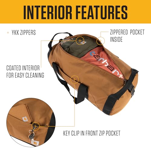 Carhartt Classic Round Duffel with Utility Pouch, Heavy-Duty, Water-Resistant Packable Gear Bag for Jobsite, Gym, and Travel - color: Gravel, style: 60l