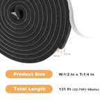 Foam Insulation Tape self Adhesive,1/2In x 1/4In x 131Ft Weather Stripping for Doors and Windows,Sound Proof soundproofing Door Seal,Weatherstrip,Pipe Cooling, Air Conditioning Seal Strip - size: 1/2In x 1/4In x 131Ft