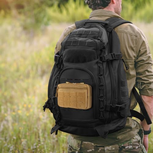 FRTKK Tactical Molle Admin Pouch Utility Laser Cut EDC Tool Pouch Bag Horizontal Modular Pouches Include US Flag Patch and Keychain - color: Orange