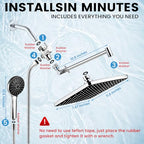 Shower Head with Handheld,High Pressure Chrome Rain Shower Head - color: A-Chrome, style: Rectangular 12"