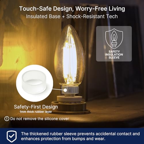 FLSNT 60W Equivalent LED Chandelier Light Bulbs, Dimmable LED B11 E12 Candelabra Base Bulbs, 3000K Warm White, 500LM, 6 Pack - color: 3000k Warm White, size: 6 Count (Pack of 1)