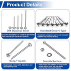 #8-32 x 1-1/2" to 2-1/2" Long Pan Head Machine Screws Kit for Outlet Box - size: #8-32(Long Screws Kit）