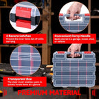 Small Parts Organizer Storage Case Tools Box 34-Compartments (Red) - color: Red