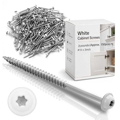 Frienda 2 Pound White Cabinet Screws Bulk #10x3'' Approx. 150 Pcs - color: Silver, size: #10x3 Inch
