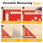 HARFINGTON Metal Square Ruler 7" Aluminum Alloy Carpenter Square Metric Woodworking Rafter Square Precision Scribing Tools with Rafter Conversion Table for Measuring and Marking, Black - color: Black, style: Metric
