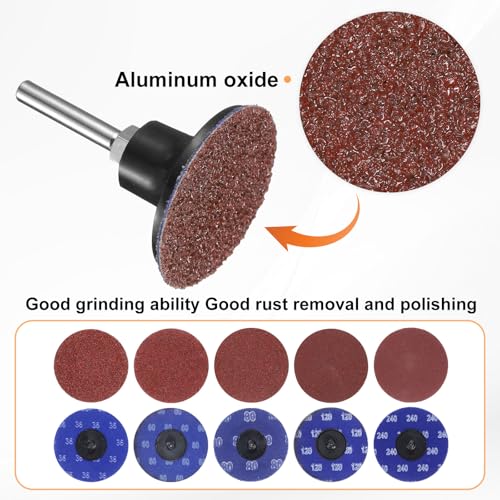 HARFINGTON 53pcs Quick Change Discs Set 3" Lock Sanding Discs with 1/4" Shank Pad Holder 36/60/80/120/240 Grit Surface Conditioning for Polish Rust Removal - size: 3"
