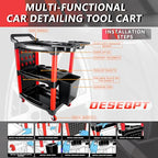 Auto Detailing Cart with Wheels, 3 Tier Rolling Detail Cart - color: Upgraded
