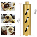 3" Dry Core Drill Bits for Cured Concrete with Rebar Brick Block Masonry etc 13in/330mm Drilling Depth，10mm Diamond Segment Height，2 Adapters - size: 3 inches