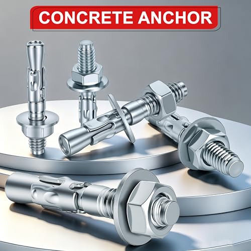 1/2 x 4-1/2 in Wedge Anchors 6 pcs Galvanized Concrete Anchors - size: 1/2 x 4-1/2In