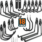 HUPBIPY 18 Pack Garage Hooks Heavy Duty, Wall Mount Ladder Hooks - color: 18 Pack Black
