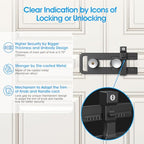 AST French Door Lock for Double Doors, Adjustable, 3 Brass Keys, Key Alike - style: Matte Black with Keyed Alike