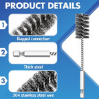 Hicarer 4 Pcs Wire Bore Brush for Power Drill Set, Stainless Steel