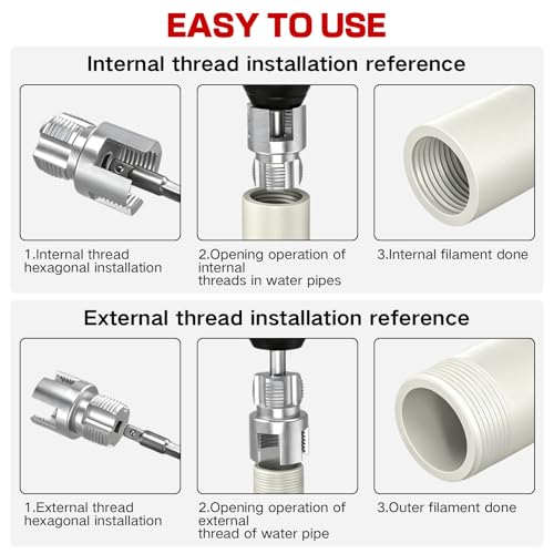 PVC Pipe Threader Kit, Threading Tool, PVC Plumbing Tools,Pipe Tapping Tool - size: 1/2+3/4+1