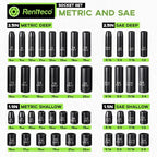 Reniteco 56-Piece 3/8" Drive Socket Set, SAE 5/16"-3/4", Metric 8-22mm, Cr-V - size: 3/8"-56 PCS