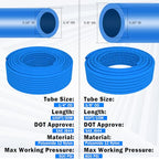 CheeMuii 76 Pcs Brass DOT Air Line Fittings with 1/4" & 3/8" DOT Air Hoses - size: 2ROLL-80PCS-BLUE