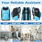 Rolling Cleaning Caddy Bag with Wheels, Large Cleaning Supplies Organizer Backpack with Detachable Trolley and Cleaning Apron for Housekeepers, Home, Hotel & Car Detailing - color: A02-blue