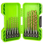 Greenworks 22 PC Titanium Twist Drill Bit Set, 135° Tip High Speed Steel, Ideal Drilling in Wood/Cast Iron/Aluminum Alloy/Plastic/Fiberglass - size: Tool Only(22-Piece Accessories)