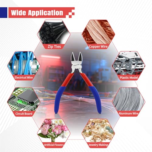 5" Small Wire Cutter Diagonal Cutting Plier Flush Cutter -5 Pack - color: 5"- 5 Pack