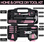 MARTCOLOR Pink Household Tool Set for Women with Storage Case, 58-Piece - color: Pink