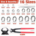 AKIHISA 360Pcs 16 Sizes Single Ear Hose Clamps, 5.3-36.1mm Stainless Steel_304 Crimp Hose Clamps Cinch Rings Assortment Kit for Automotive, Pipe, Plumbing - size: 360Pcs (5.3-36.1mm)