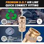 2PCS Brass DOT 5/8" Air Brake Line Fitting, Push to Connect Union - color: 2PCS DOT Push-to-Connect, size: 5/8" Od
