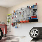 TORACK 109 PCS Pegboard Wall Organizer 48x24 in, Garage Metal Pegboard - color: Grey