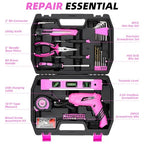 URASISTO 123 Piece Pink Household Tool Set with 3.6V USB Electric Screwdriver, Home Tool Kit with Cordless Lithium-ion Drill Driver, HandTool Kits for Women - size: 123 Piece