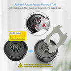 Upgraded Portable 5-in-1 Faucet Aerator Removal Tool, 304 Stainless Steel Mini Aerator Key Wrench for Sink Faucets Aerators, Fits Regular Size (Quarter), Junior Size (Nickel)