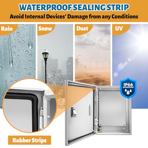 Outdoor Electrical Box 20x12x10 NEMA 4X IP66 Waterproof Box - size: 20 x 12 x 10''