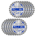 10 Pack 7-1/4 Inch 24T Circular Saw Blade for Wood 5/8" Arbor - size: 7-1/4 In 24T(10PCS)