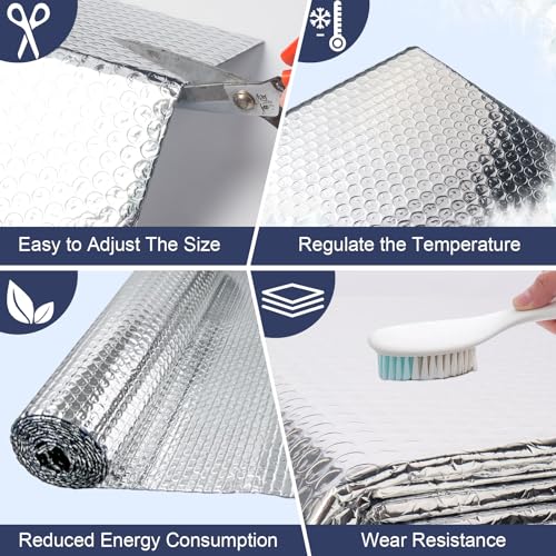 DGSL Double Reflective Bubble Foil Insulation Foam, 47IN X 15FT Window Insulation for Summer Heat Reflective Window Film for Window, Garage Door, RV, Roof - size: 47 in x 15 ft