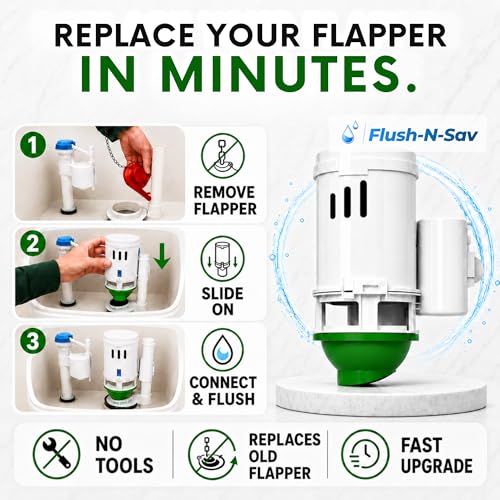 2 - Inch Flapper & Chain Eliminator Quick Connect Valve Conversion Kit & Overflow Water Conservator With Euro Button - Easy Install Without Tools - size: 2 - Inch, style: Euro Button