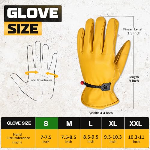 Cowhide Work Gloves Men & Women, Reinforced Palm, Puncture Resistanta - size: XX-Large