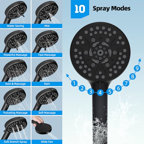 Hibbent All Metal cUPC Certified High Pressure Rainfall 12'' Shower Head - color: Matte Black, style: Square 12''
