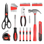 CARTMAN 39-Piece Household Tool Set, Red Hand Kit With Storage Case - color: Red