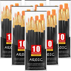 AROIC Acrylic Paint Brushes, 6 Packs / 60 pcs Nylon Hair Paint Brush Set - size: 60pcs-black