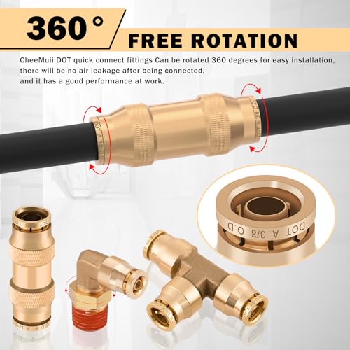 CheeMuii 300PCS Brass DOT Air Line Fittings with 4 Roll 200FT DOT Air Lines - size: 200FT-4ROLL-300PCS